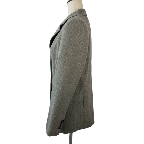 Harve Benard Pleated Pants Suit   Gray Chevron Lined Light Wool Excellent 10 P - Picture 3 of 7
